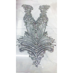 Purple Large Beaded Crystal Bodice Appliques Factory
