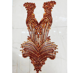 Purple Large Beaded Crystal Bodice Appliques Factory
