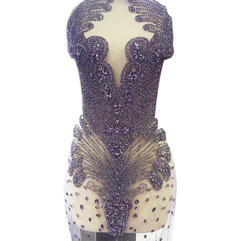 Colorful Beaded Rhinestone Bodice Appliques Supplier