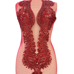 Large Beaded Sequins Crystal Bridal Bodice Applique Manufacturer