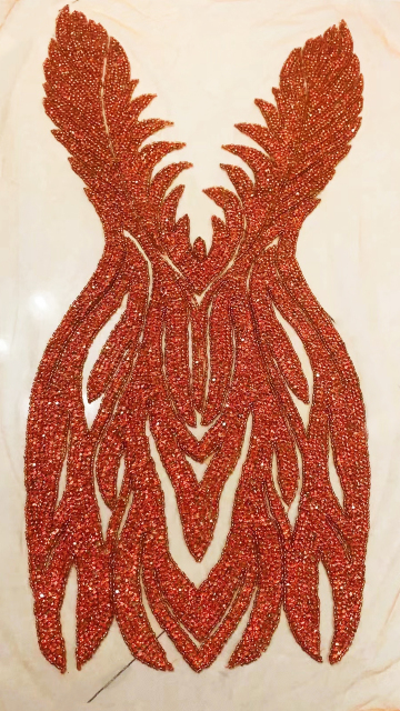 Large Beaded Rhinestone Bodice Applique for Wedding Dress Custom