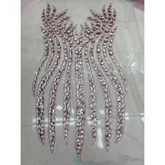Silver Sequins Beaded Diamond Bodice Appliques for Dress Wholesale