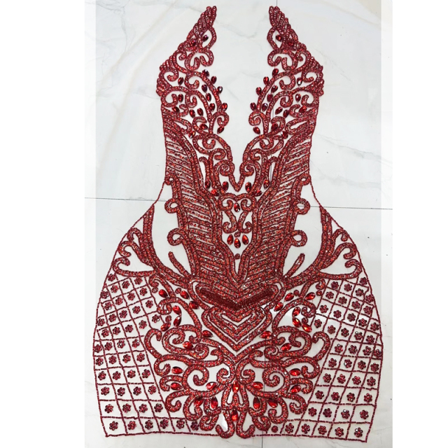 Multi Color Full Beaded Diamond Bodice Appliques Manufacturer
