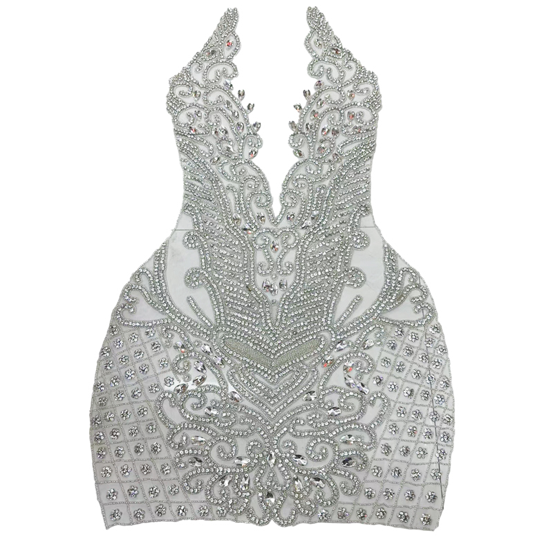 Multi Color Full Beaded Diamond Bodice Appliques Manufacturer