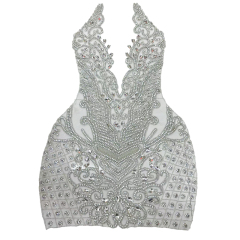 Multi Color Full Beaded Diamond Bodice Appliques Manufacturer