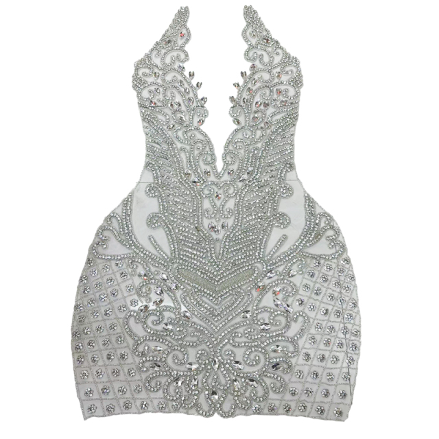 Multi Color Full Beaded Diamond Bodice Appliques Manufacturer