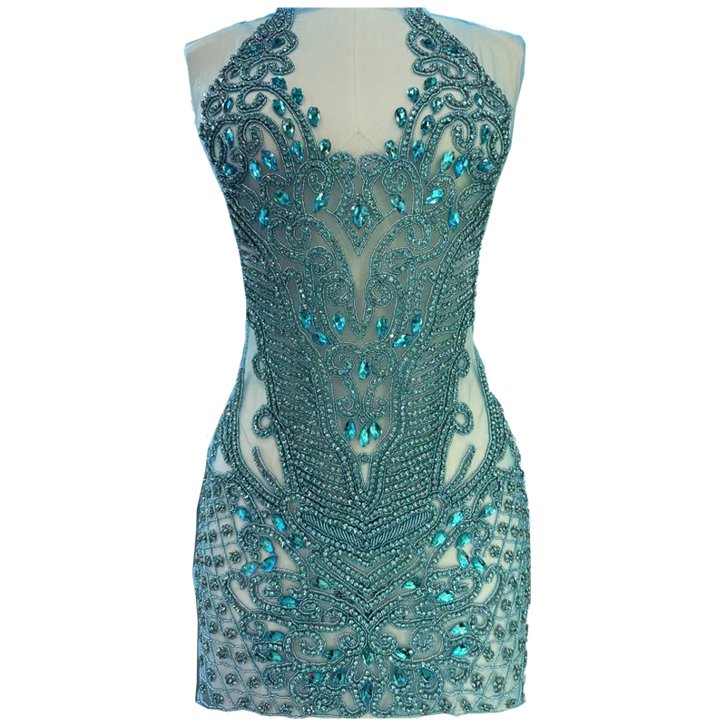 Full Beaded Diamond Bridal Bodice Applique Wholesale