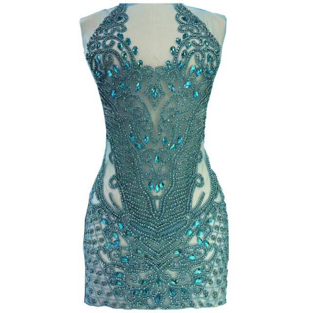 Full Beaded Diamond Bridal Bodice Applique Wholesale