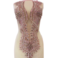 Large Beaded Sequins Crystal Bridal Bodice Applique Manufacturer