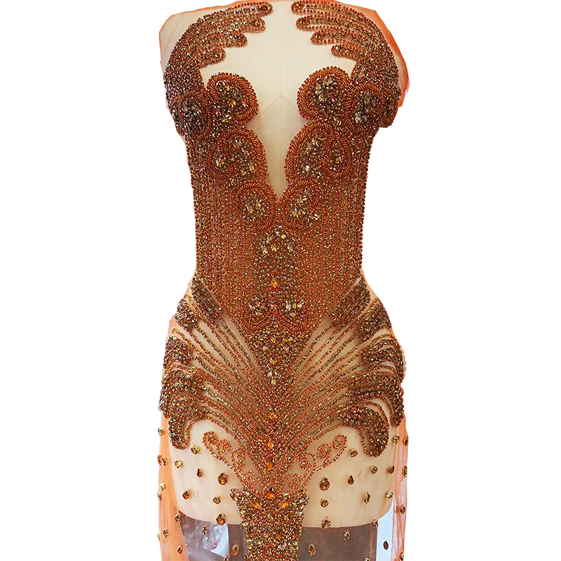 Colorful Beaded Rhinestone Bodice Appliques Supplier
