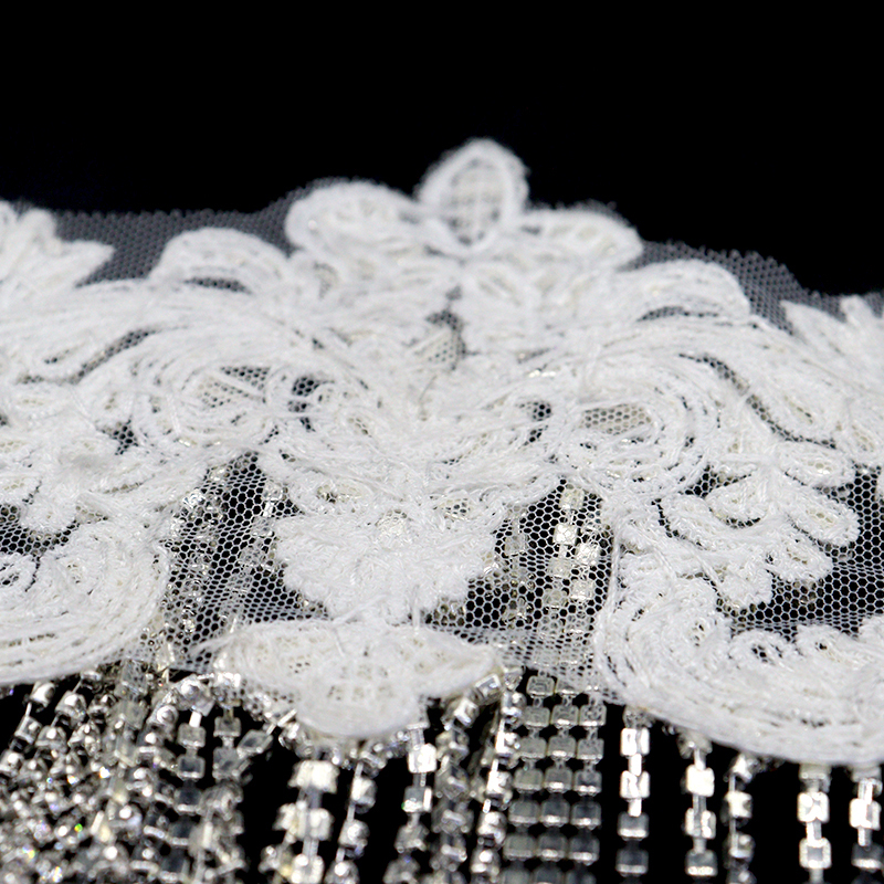 Black Diamante Bridal Applique with Crystal Tassel Chain Manufacturer