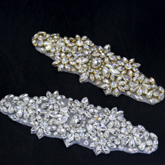 Green Jeweled Pearl Beaded Crystal Appliques for Bridal Dress Exporter