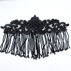 Red Rhinestone Applique with Beaded Tassel Fringe Manufacturer