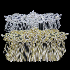 Black Diamante Bridal Applique with Crystal Tassel Chain Manufacturer