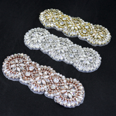 Gold Pearl Beaded Crystal Applique for Wedding Dress Wholesale