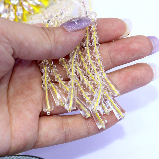 Red Rhinestone Applique with Beaded Tassel Fringe Manufacturer