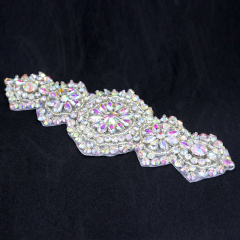 Bling Gold Floral Pearl Beaded Crystal Applique for Wedding Dress Custom