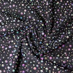 Randomly Mix 3 Different Sizes Black Rhinestone Denim Fabric Custom