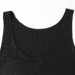 Leopard Print Sleeveless Tee Shirt Top with Crystal Supplier