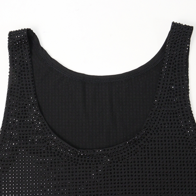Leopard Print Sleeveless Tee Shirt Top with Crystal Supplier