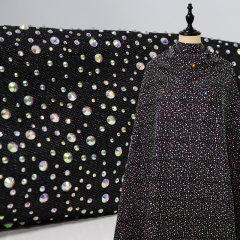 Randomly Mix 3 Different Sizes Black Rhinestone Denim Fabric Custom