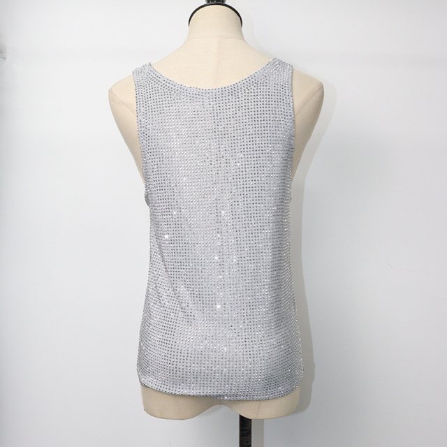 Leopard Print Sleeveless Tee Shirt Top with Crystal Supplier