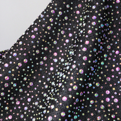 Randomly Mix 3 Different Sizes Black Rhinestone Denim Fabric Custom