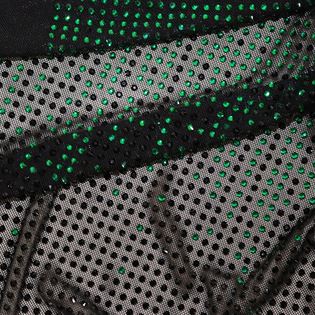 SS10 Black Gradient Rhinestone Tulle Mesh Fabric Manufacturer