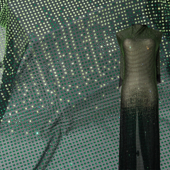 SS10 Black Gradient Rhinestone Tulle Mesh Fabric Manufacturer