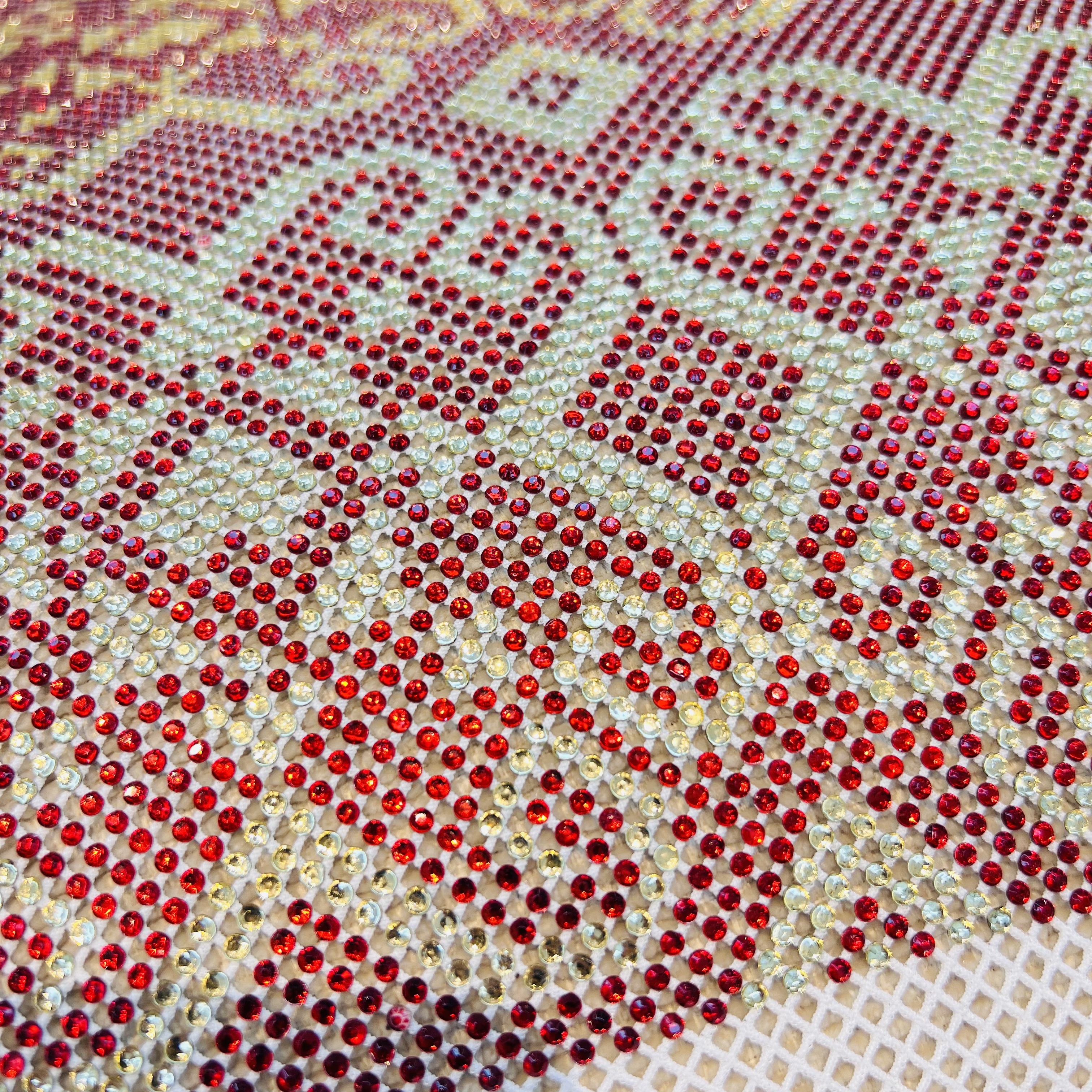 SS16 Heart Pattern Red Mesh Crystal Fabric Exporter