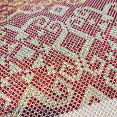 SS16 Heart Pattern Red Mesh Crystal Fabric Exporter
