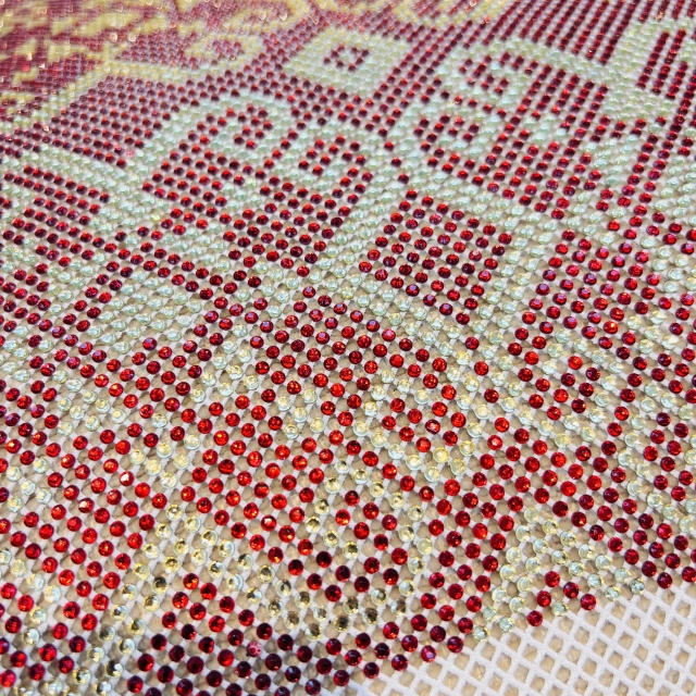 SS16 Heart Pattern Red Mesh Crystal Fabric Exporter
