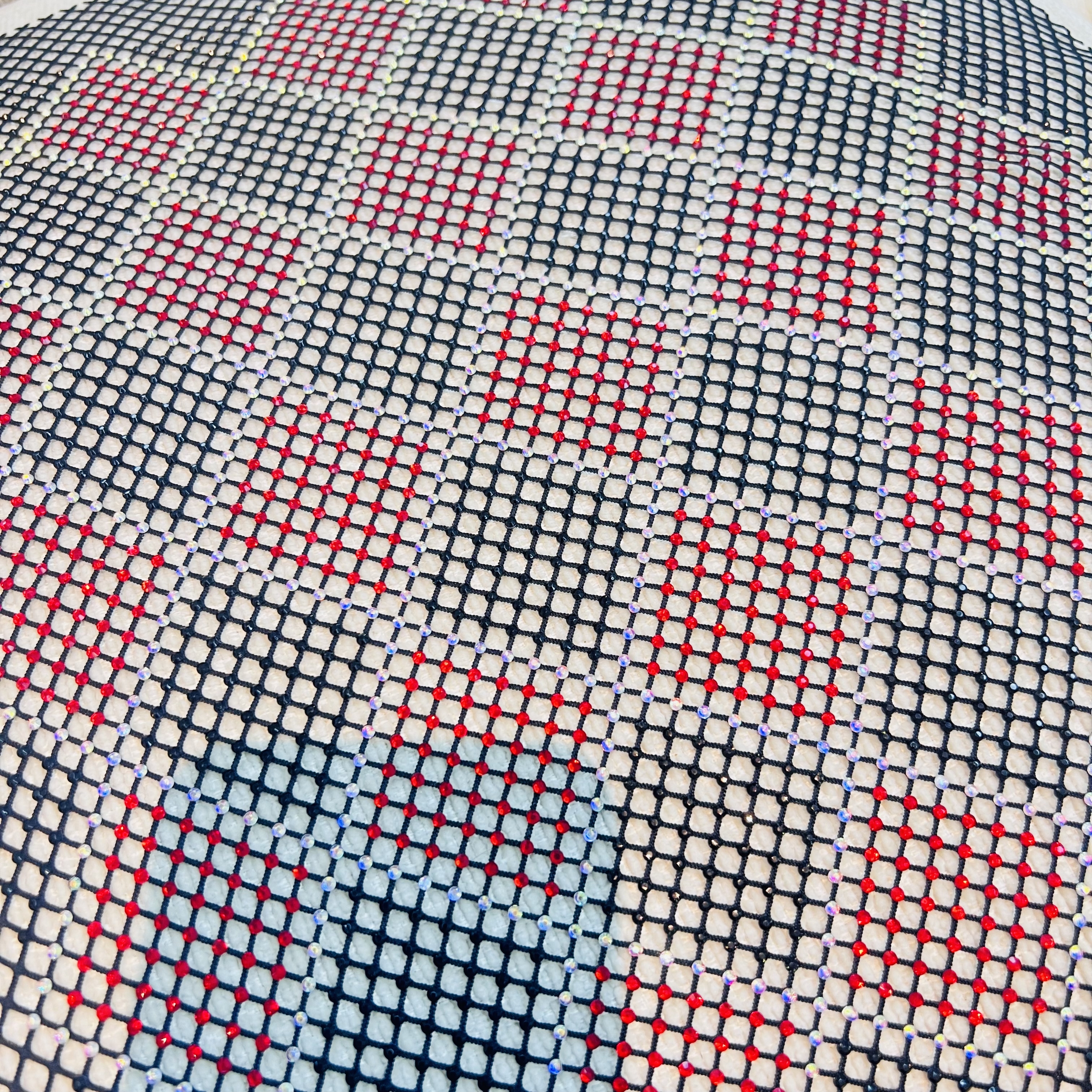 SS16 Color Block Design Bedazzled Mesh Fabric Exporter
