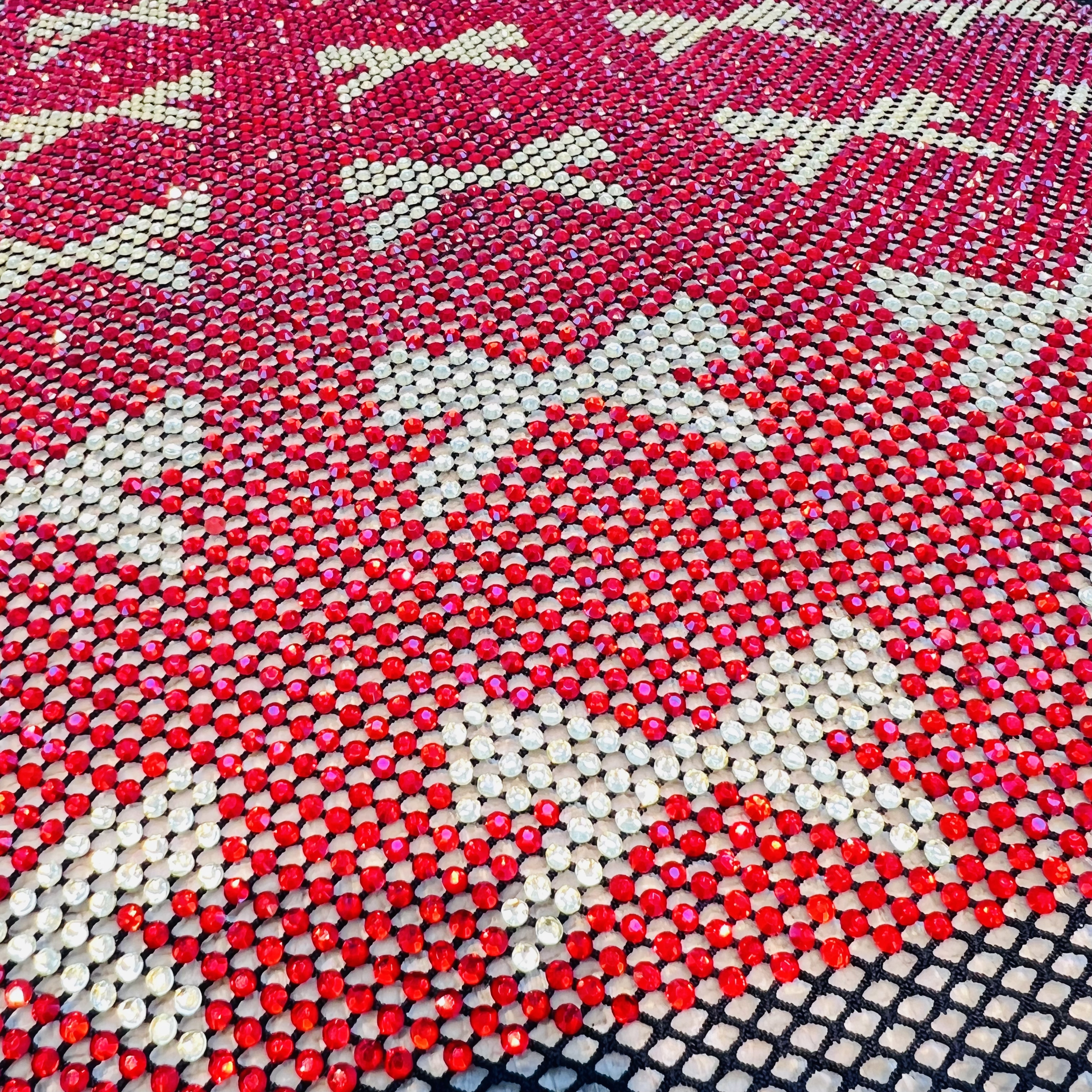 SS16 Creative Pattern Black Diamante Mesh Fabric Supplier