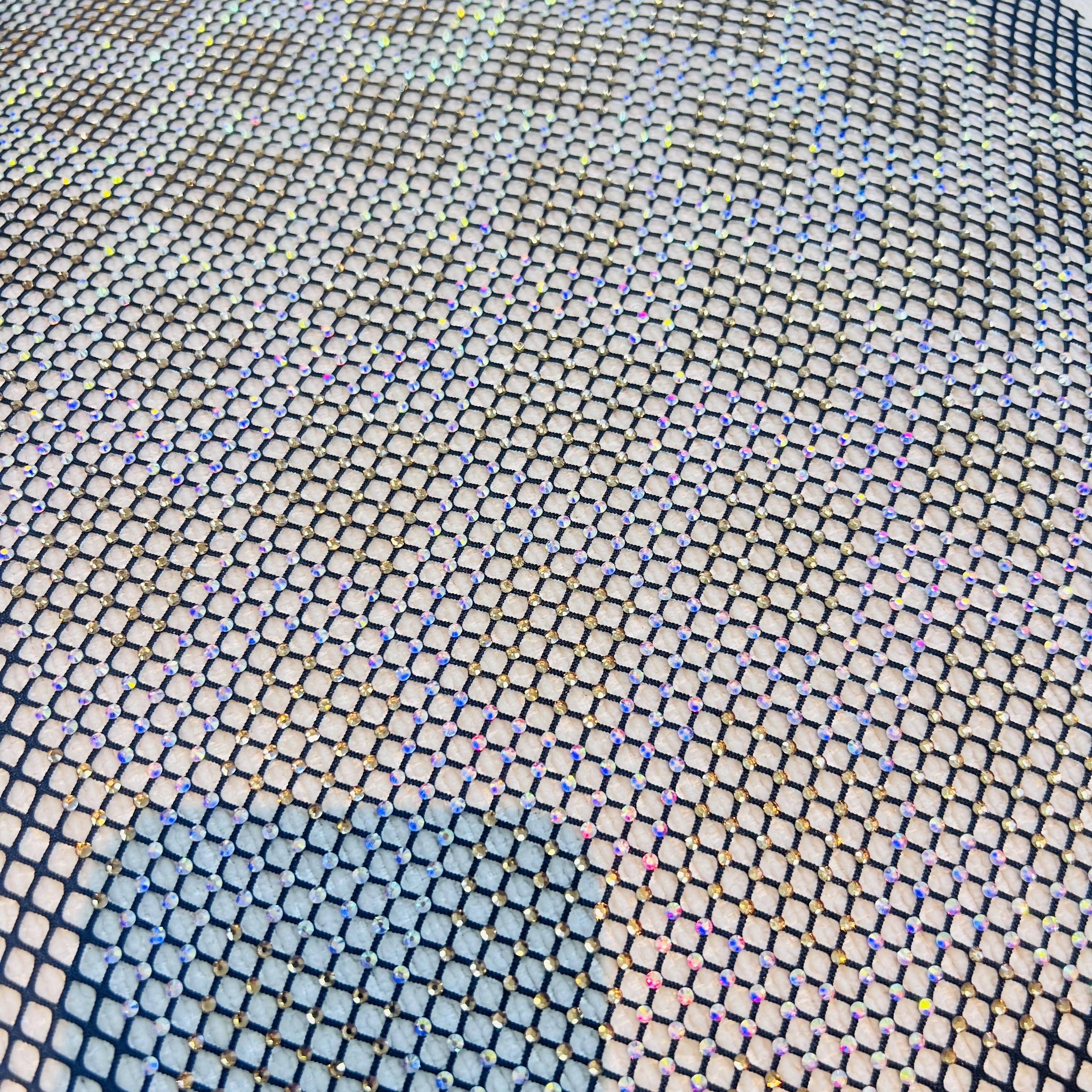 SS16 Color Block Design Bedazzled Mesh Fabric Exporter