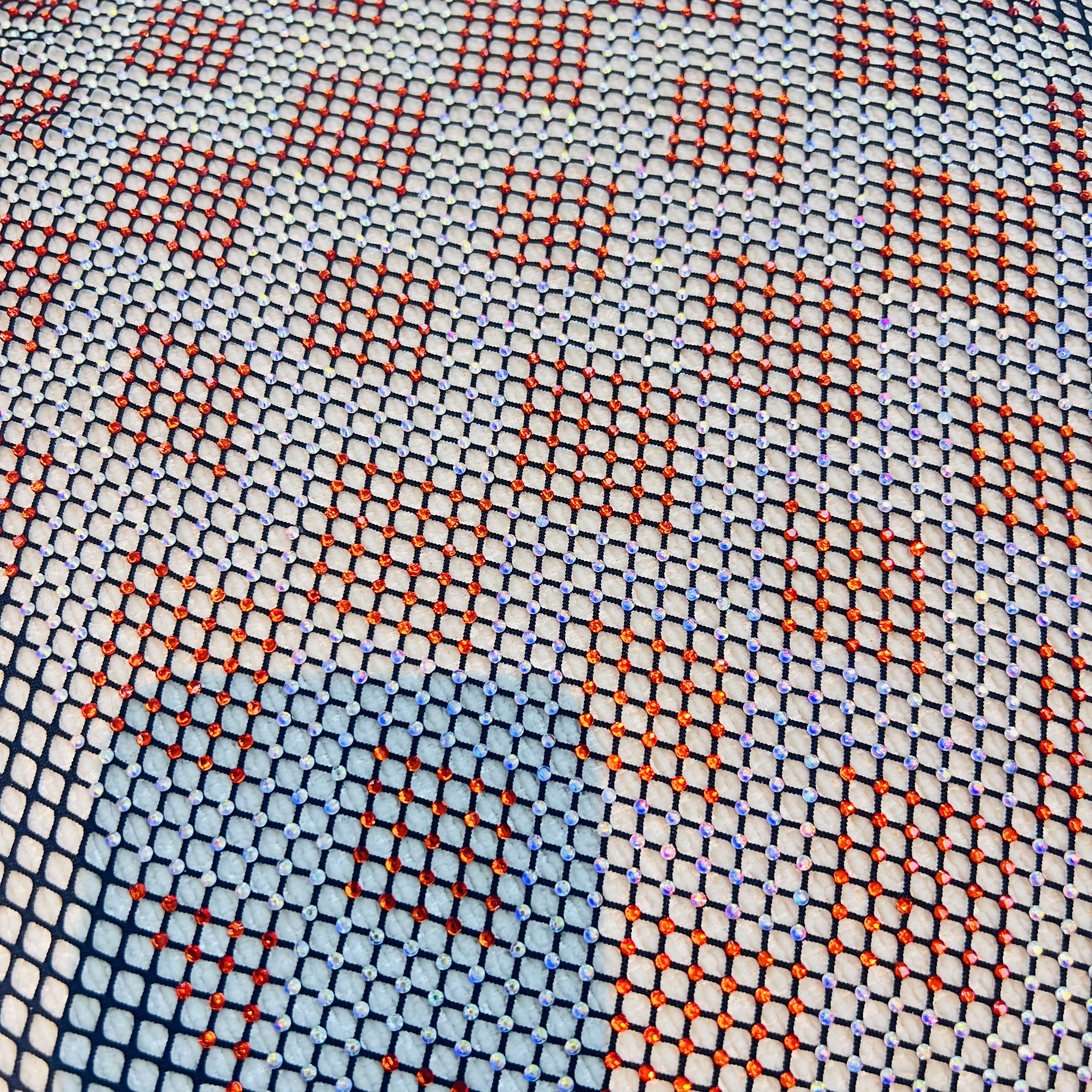 SS16 Color Block Design Bedazzled Mesh Fabric Exporter