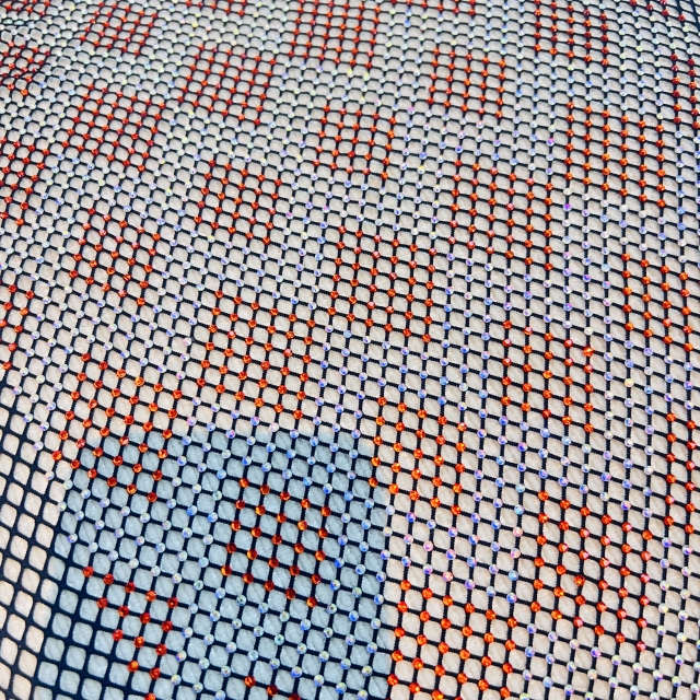 SS16 Color Block Design Bedazzled Mesh Fabric Exporter