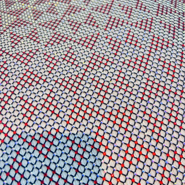 SS16 Color Block Design Bedazzled Mesh Fabric Exporter