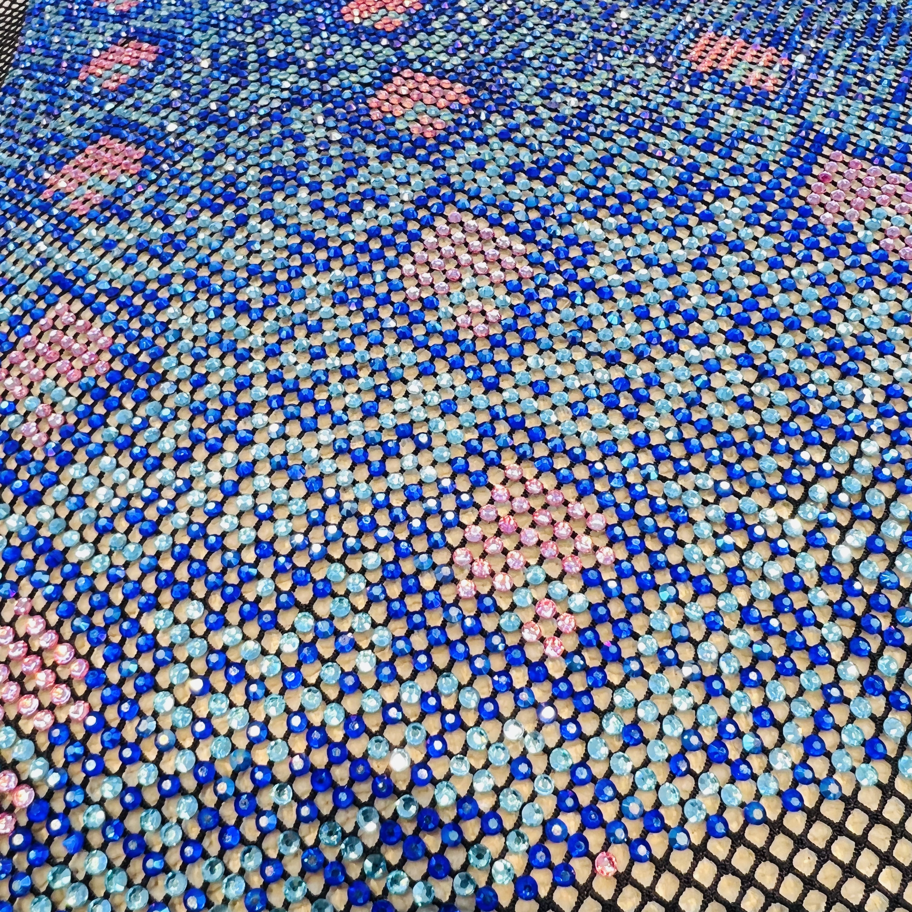 SS16 Bling Rhombus Pattern White Crystal Rhinestone Mesh Fabric Wholesale