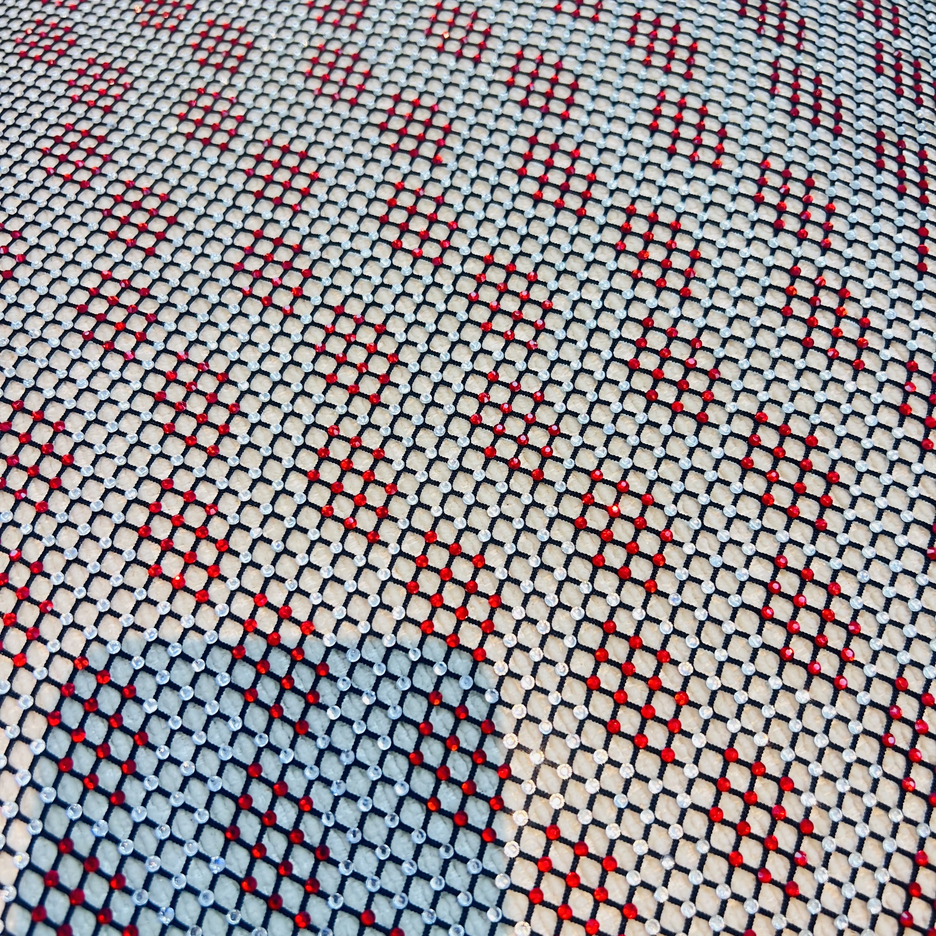 SS16 Color Block Design Bedazzled Mesh Fabric Exporter