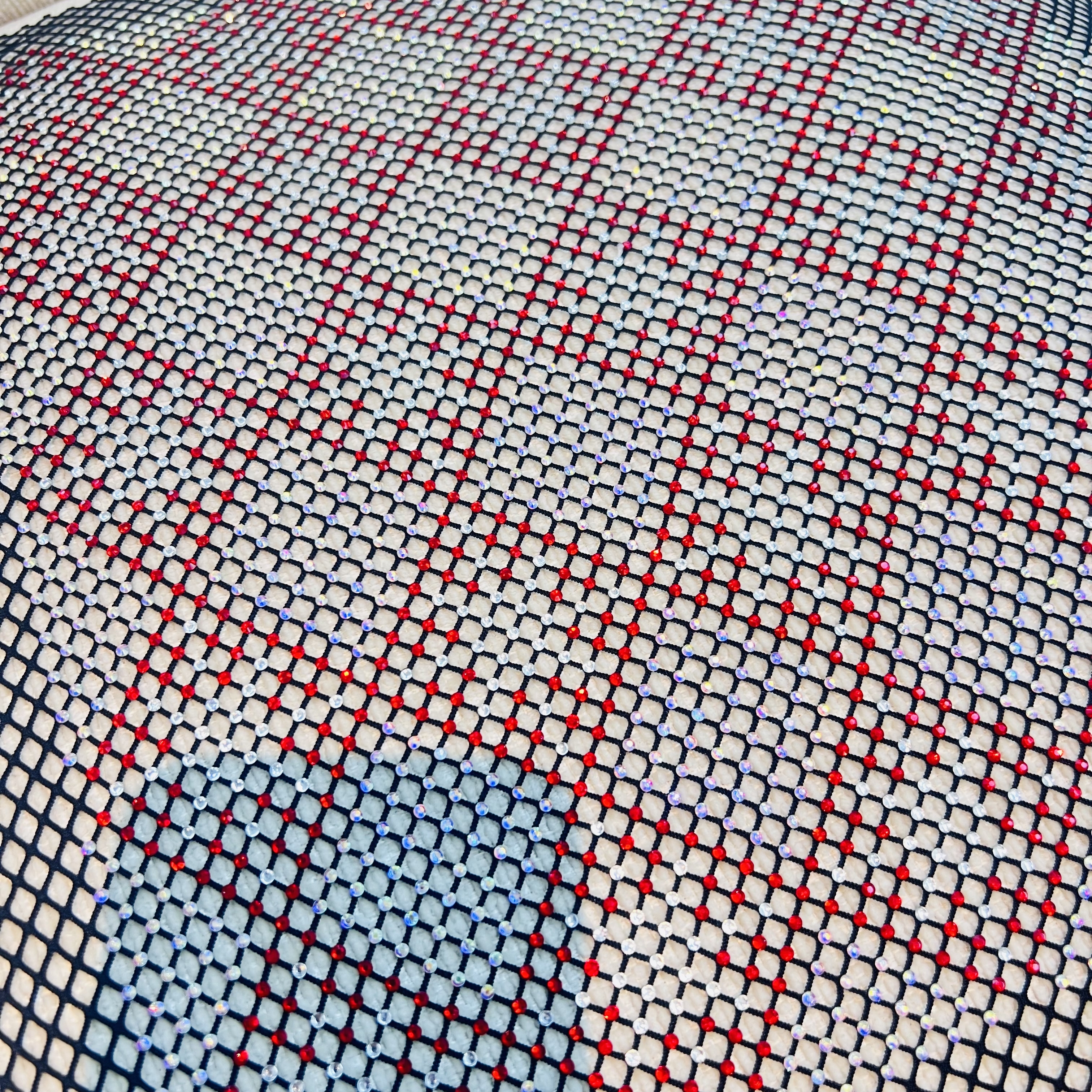 SS16 Color Block Design Bedazzled Mesh Fabric Exporter