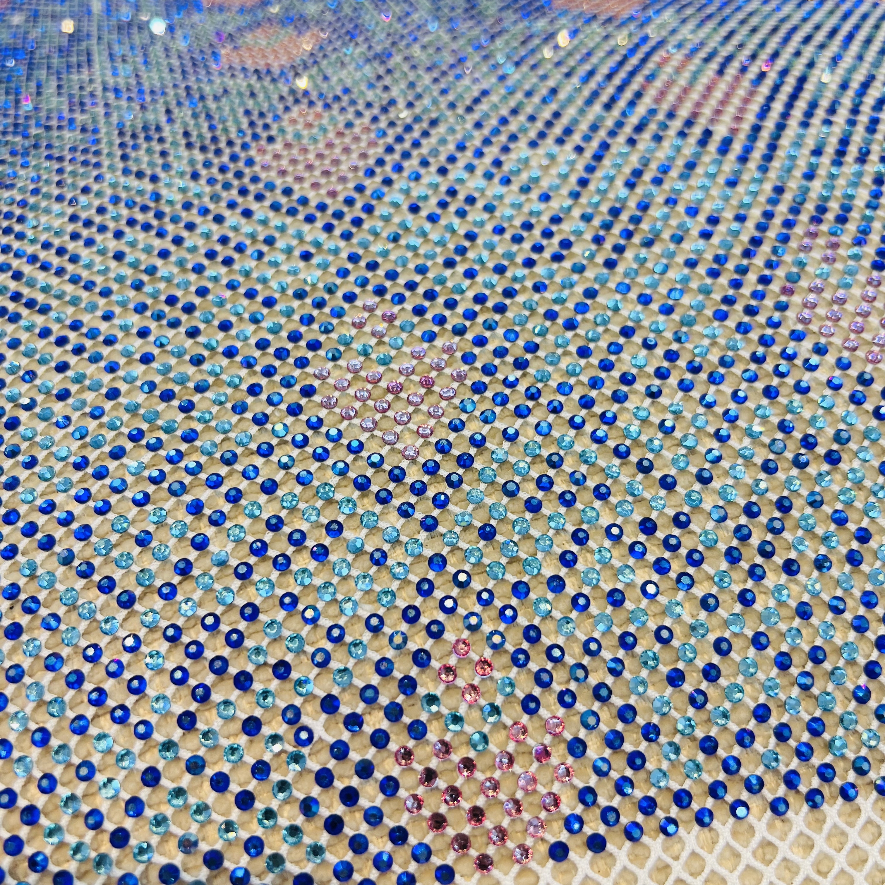 SS16 Bling Rhombus Pattern White Crystal Rhinestone Mesh Fabric Wholesale