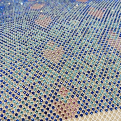 SS16 Bling Rhombus Pattern White Crystal Rhinestone Mesh Fabric Wholesale