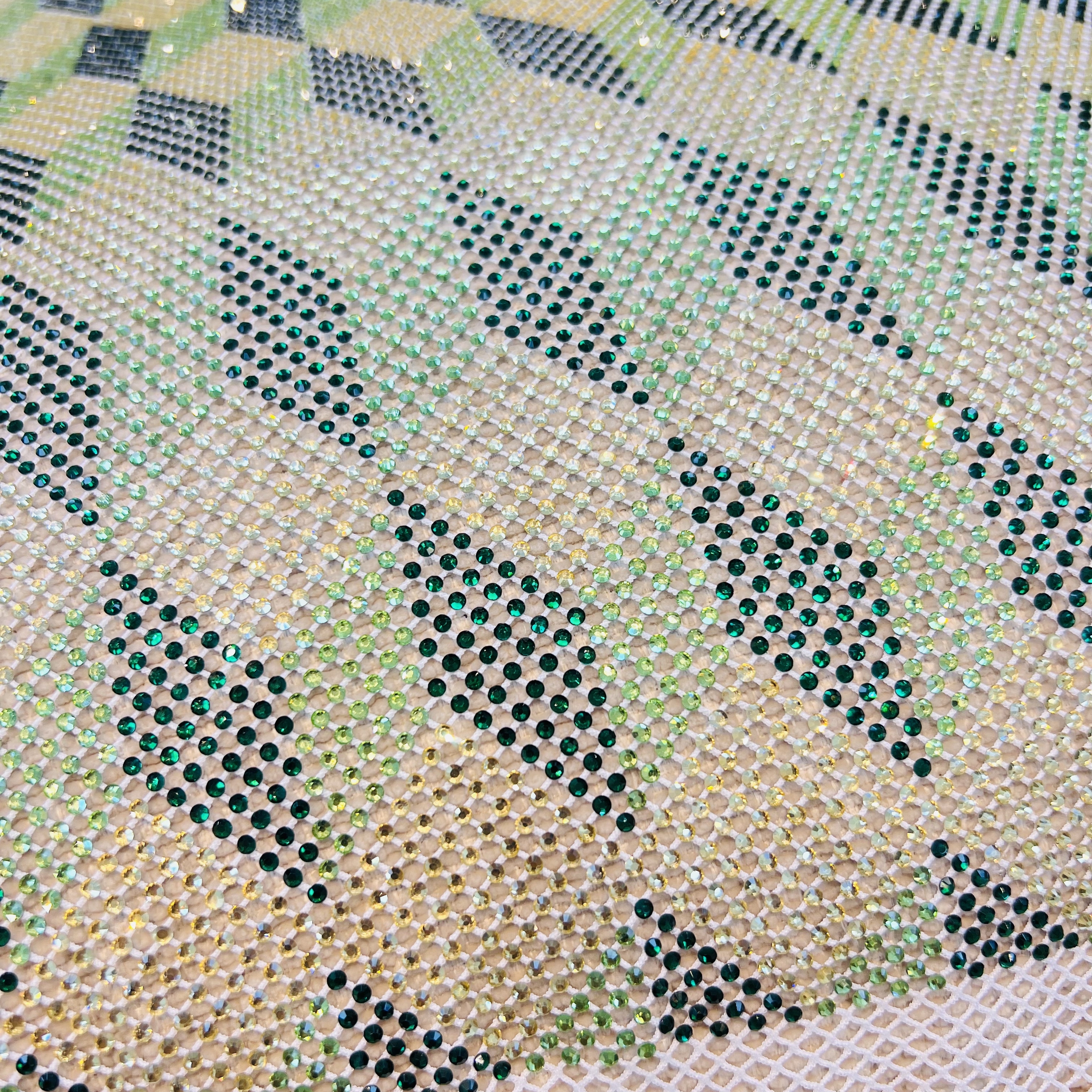 SS16 Rhombus Print Black Rhinestone Mesh Fabric By The Yard Custom