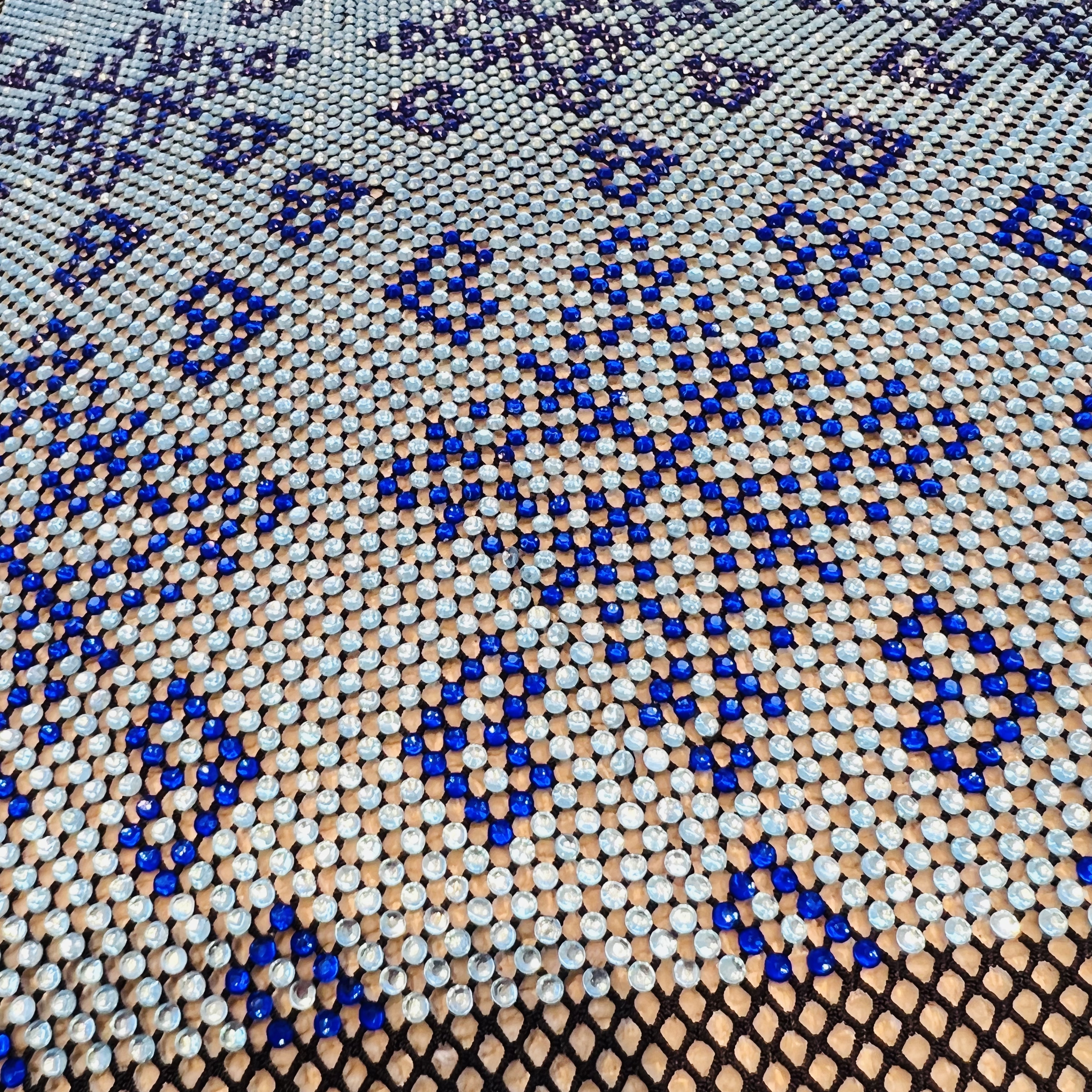 SS16 Bling Rhombus Pattern White Crystal Rhinestone Mesh Fabric Wholesale