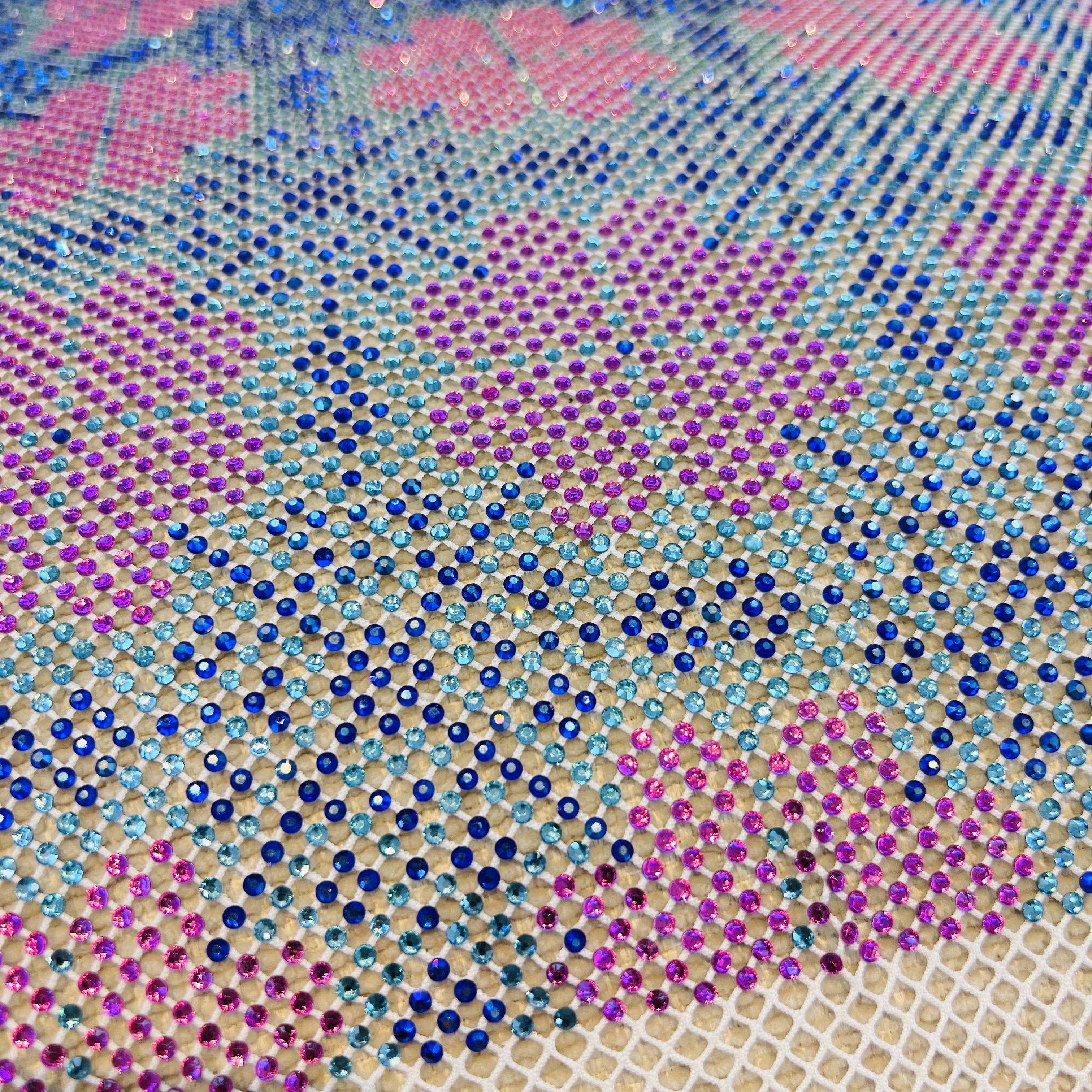 SS16 Creative Pattern Black Diamante Mesh Fabric Supplier