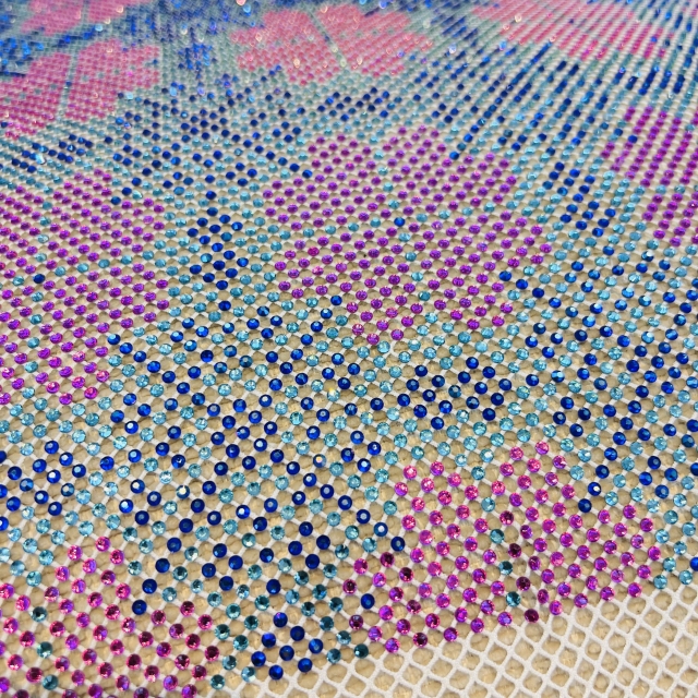 SS16 Creative Pattern Black Diamante Mesh Fabric Supplier