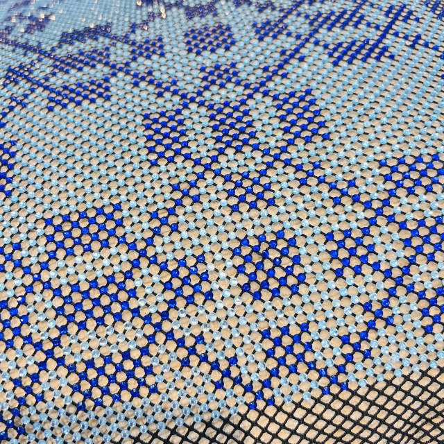 SS16 Bling Rhombus Pattern White Crystal Rhinestone Mesh Fabric Wholesale