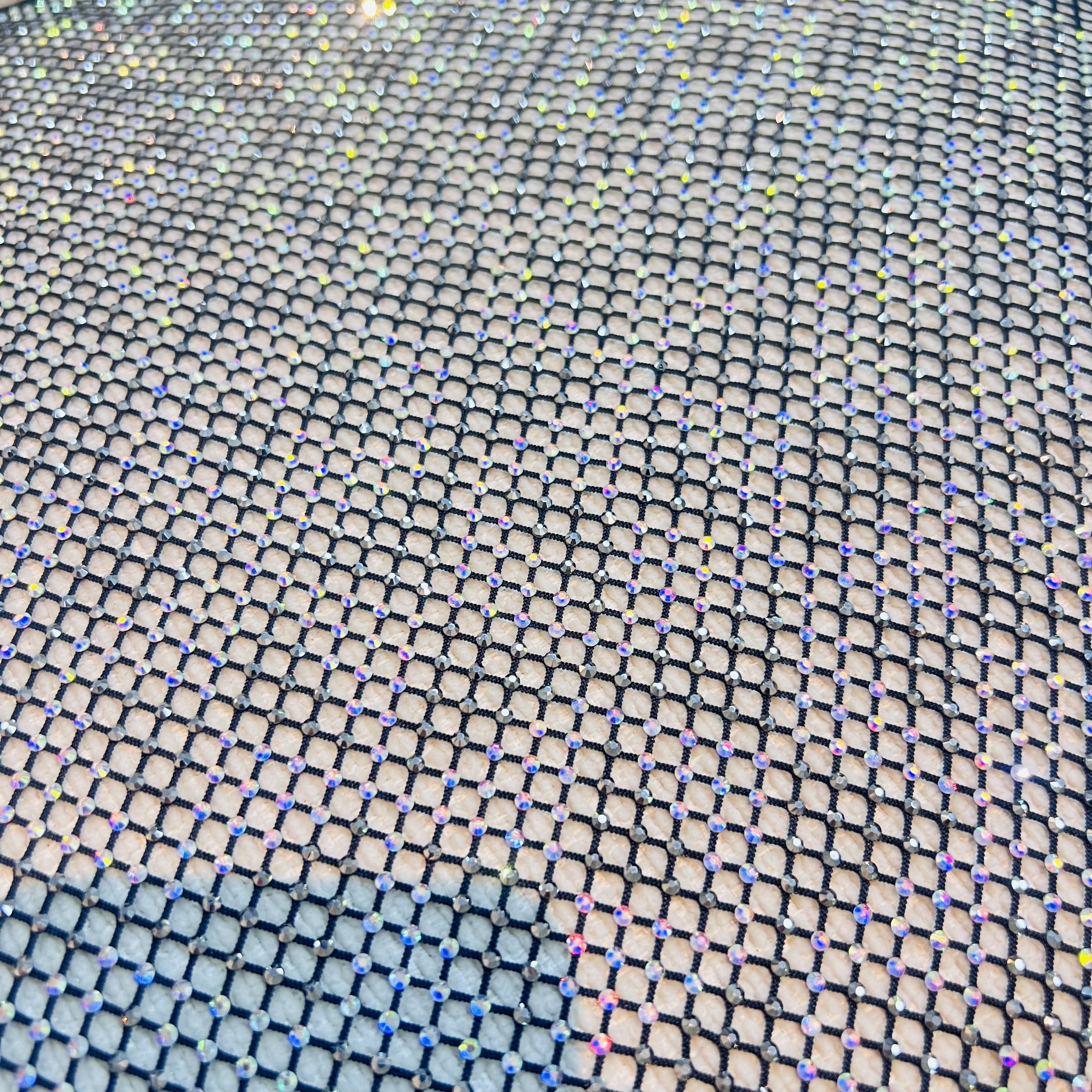 SS16 Color Block Design Bedazzled Mesh Fabric Exporter