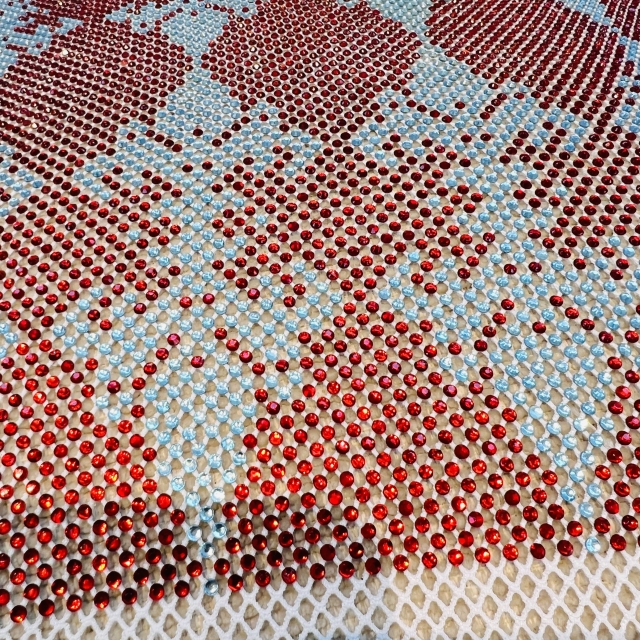 SS16 Creative Pattern Black Diamante Mesh Fabric Supplier